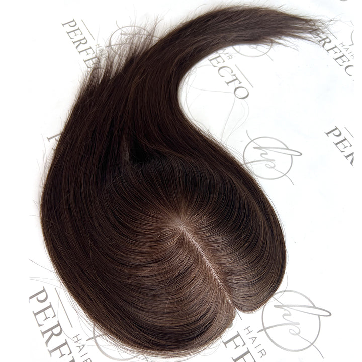 Human Hair Toppers For Thinning Hair 8cm*13cm Inject Silk Top Brown Toppers