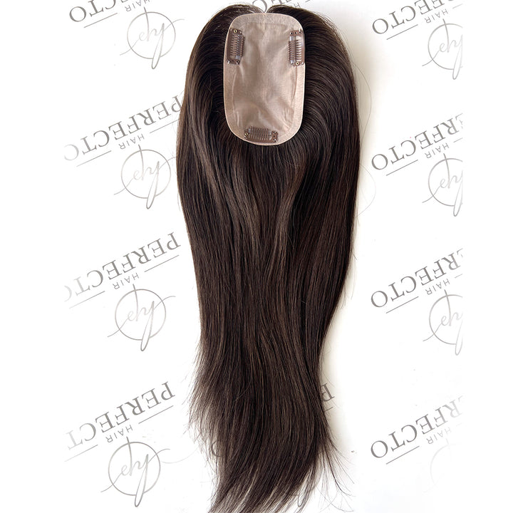 Human Hair Toppers For Thinning Hair 8cm*13cm Inject Silk Top Brown Toppers