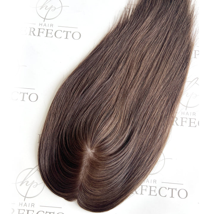 Human Hair Toppers For Thinning Hair 8cm*13cm Inject Silk Top Brown Toppers