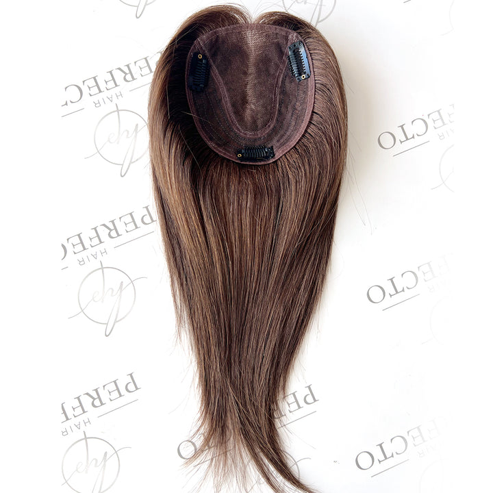 Hair Toppers For Hair Loss Women 4.5"x5" Brown 12 Inch Toppers