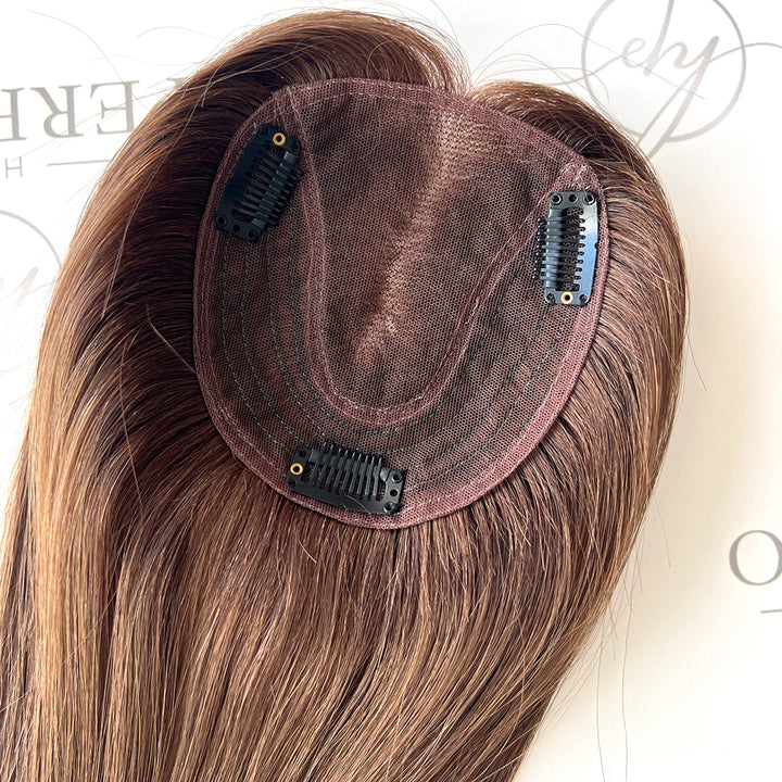 Hair Toppers For Hair Loss Women 4.5"x5" Brown 12 Inch Toppers